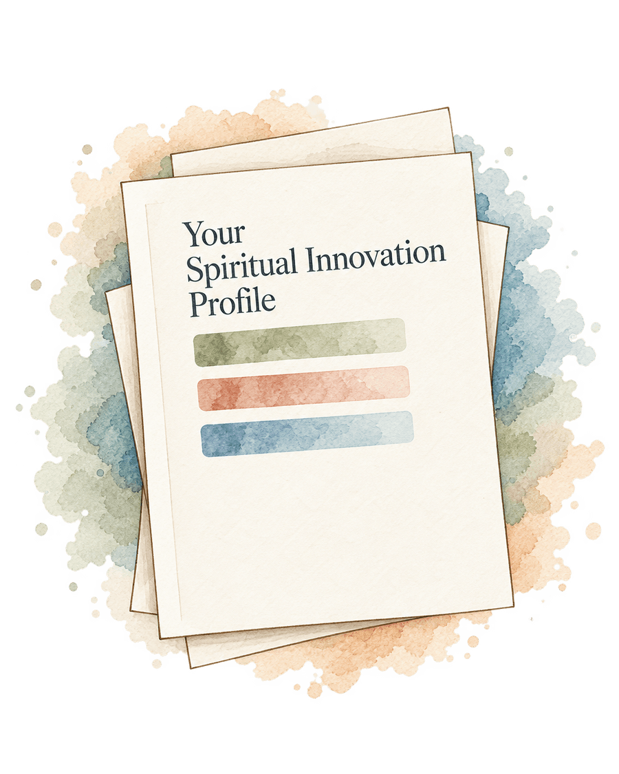 A stack of pages titled Your Spiritual Innovation Profile